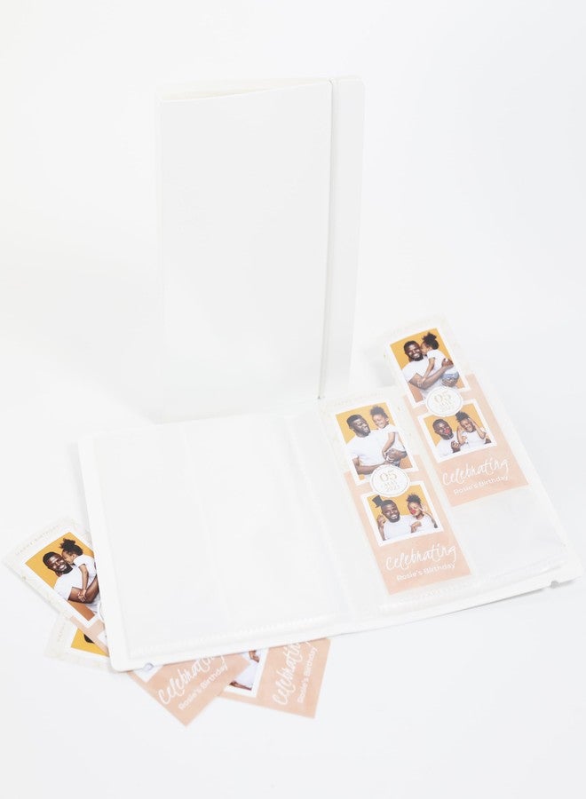 SMILE&WAVE Photo Booth Photo Album - For Wedding or Party- Holds 120 Photobooth 2x6 Photo Strips - Slide In (1, WHITE WITH BAND) - Image 1